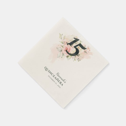 エレガントフローラ15番目の誕生日キンセアニェラパーティー スタンダードカクテルナプキン (角)