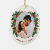 エレガントフローラ2写真の結婚した初めてのクリスマス セラミックオーナメント (右)