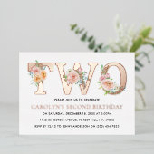 エレガントフローラ2歳の誕生日実在 箔招待状 (立ち正面)
