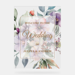 エレガントフローラ2面結婚写真歓迎 アクリルサイン