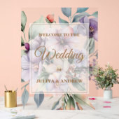 エレガントフローラ2面結婚写真歓迎 アクリルサイン (ウェディング)