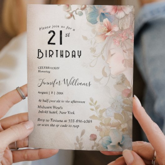 エレガントフローラ21歳の誕生日パーティー 招待状