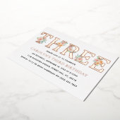 エレガントフローラ3歳の誕生日実在 箔招待状 (回転した状態)