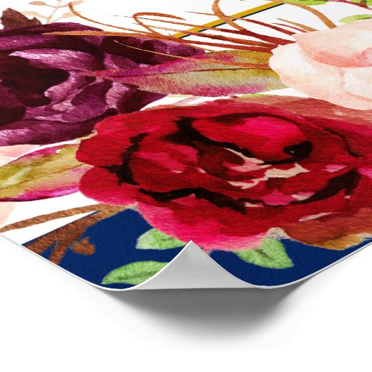 エレガントフローラ30歳の誕生日バナー ポスター (角)