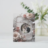 エレガントフローラ3D日付の保存招待状 案内ポストカード (スタンド正面)