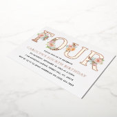 エレガントフローラ4歳の誕生日実在 箔招待状 (回転した状態)