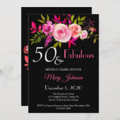 エレガントフローラ50と素晴らしい誕生日招待状 セーブザデート (正面/裏面)