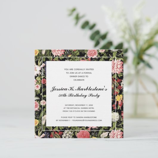エレガントフローラ50バースデーパーティ招待状 招待状 (スタンド正面)