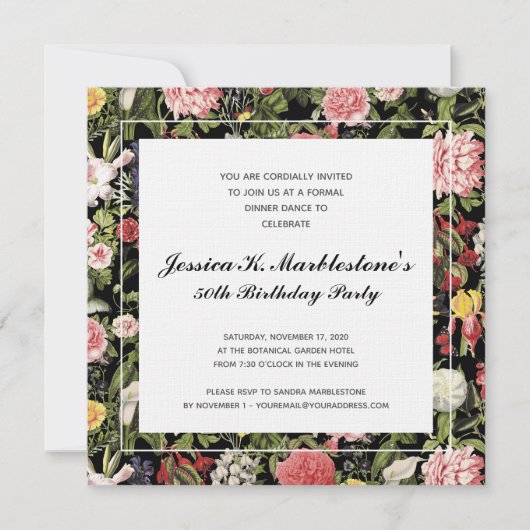エレガントフローラ50バースデーパーティ招待状 招待状 (正面)