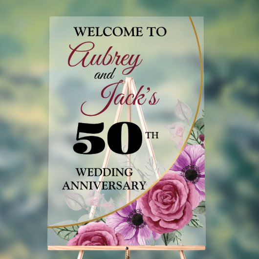 エレガントフローラ50周年記念アクリル看板 アクリルサイン (ニュートラル)