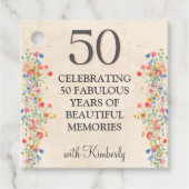 エレガントフローラ50番目の誕生日メッセージカード50カスタム フェイバータグ (正面)