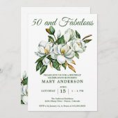 エレガントフローラ50番目の誕生日招待状 招待状 (正面/裏面)