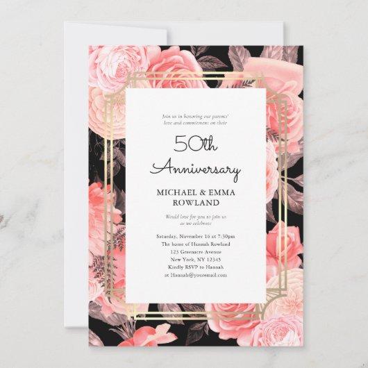 エレガントフローラ50結婚周年 招待状 (正面)