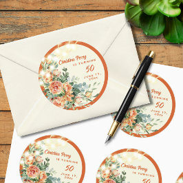 エレガントフローラ50th誕生日シール ラウンドシール