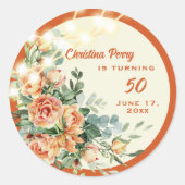 エレガントフローラ50th誕生日シール ラウンドシール (正面)