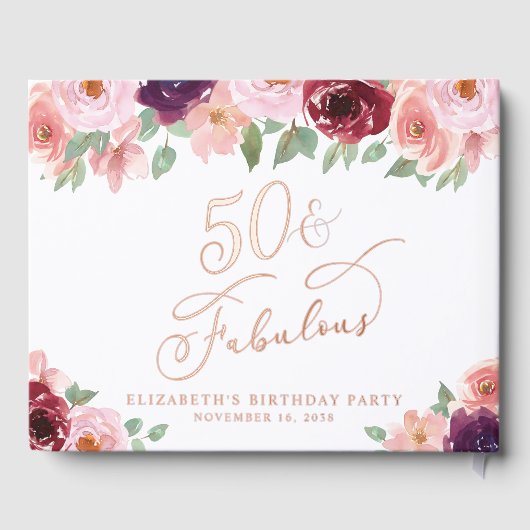 エレガントフローラ50th誕生日パーティーバラ金ゴールド ゲストブック (裏面)