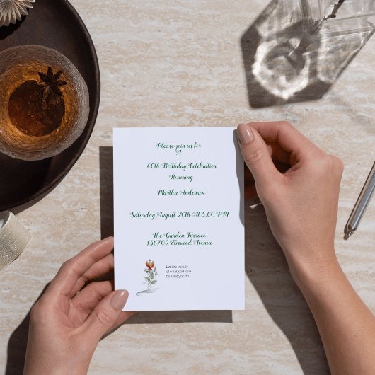 エレガントフローラ60歳の母への誕生日の招待 招待状