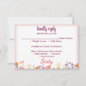 エレガントフローラ60歳の誕生日RSVPカード60花 出欠カード (正面)