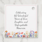エレガントフローラ60番目の誕生日メッセージカード60カスタム フェイバータグ (裏面)