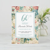 エレガントフローラ60番目の誕生祝いヴィンテージ 招待状 (スタンド正面)