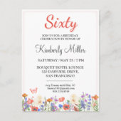 エレガントフローラ60thバースデーカードフラワー60招待状 ポストカード (正面)