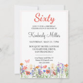 エレガントフローラ60thバースデーカードフラワー60招待状 招待状 (正面)