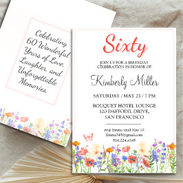 エレガントフローラ60thバースデーカードフラワー60招待状 招待状