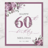 エレガントフローラ60th誕生日パーティー ワインラベル (シングルラベル)