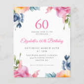 エレガントフローラ60th誕生日予算招待状 (正面)