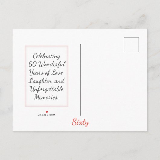 エレガントフローラ60th birthday card 60日付を保存する 案内ポストカード (裏面)