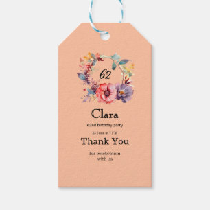 エレガントフローラ62歳の誕生日パーティー ギフトタグ
