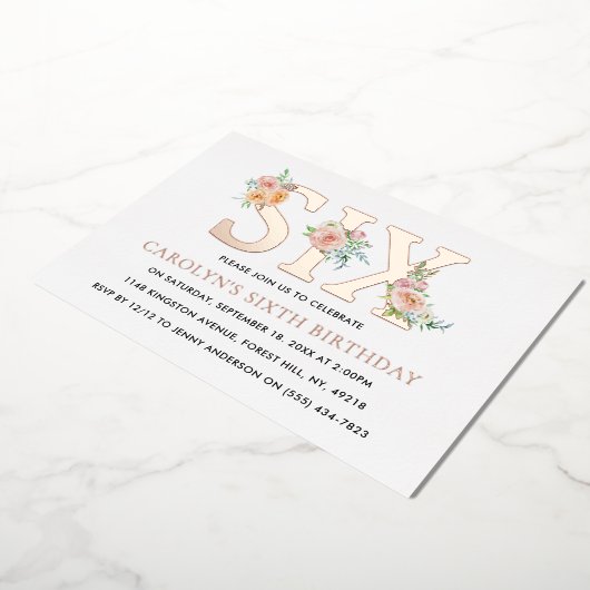 エレガントフローラ66誕生日実在 箔招待状 (回転した状態)