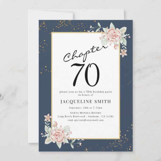 エレガントフローラ70歳の誕生日 招待状 (正面)