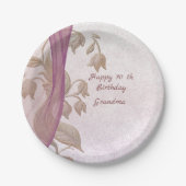 エレガントフローラ70番目の誕生日紙プレート ペーパープレート (正面)