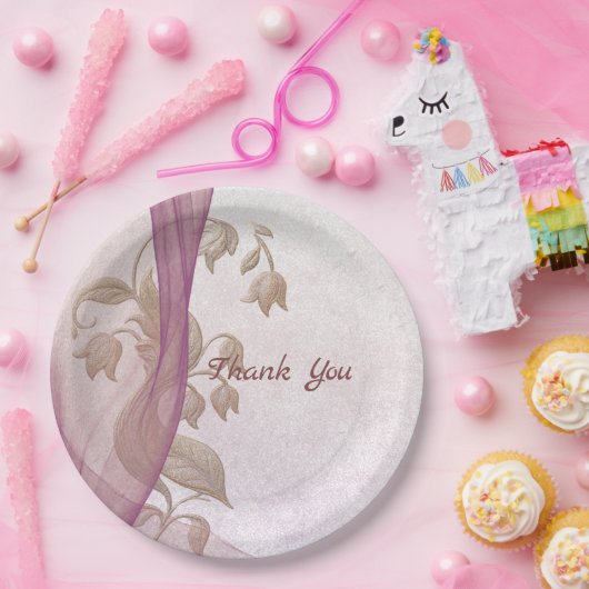 エレガントフローラ70番目の誕生日紙プレート ペーパープレート (パーティー)