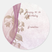 エレガントフローラ70誕生日ラウンドステッカー ラウンドシール (正面)