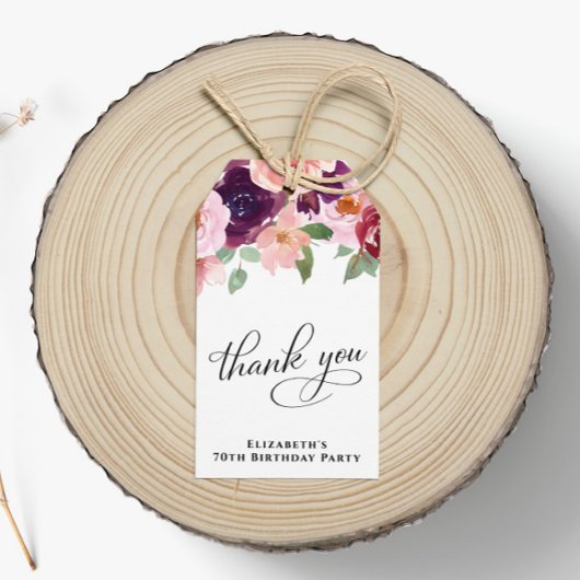 エレガントフローラ70th誕生日パーティーありがとう ギフトタグ
