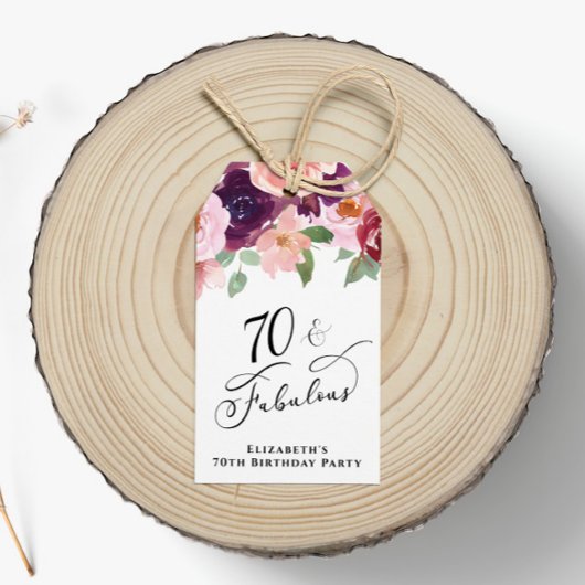 エレガントフローラ70th誕生日パーティーありがとう ギフトタグ