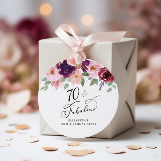 エレガントフローラ70th誕生日パーティーありがとう フェイバータグ
