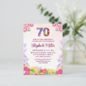 エレガントフローラ70th誕生日パーティーへの招待 ポストカード (スタンド正面)