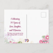エレガントフローラ70th誕生日パーティーへの招待 ポストカード (裏面)