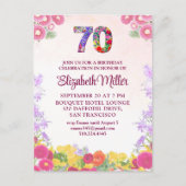 エレガントフローラ70th誕生日パーティーへの招待 ポストカード (正面)