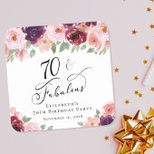 エレガントフローラ70th誕生日パーティー スクエアペーパーコースター