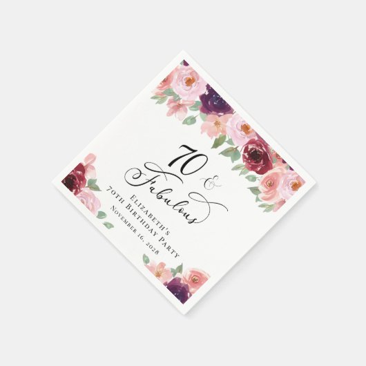 エレガントフローラ70th誕生日パーティー スタンダードカクテルナプキン (角)