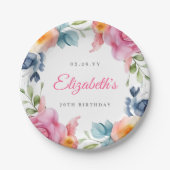 エレガントフローラ70th誕生日パーティー ペーパープレート (正面)