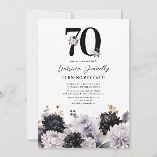 エレガントフローラ70th誕生日パーティー 招待状 (正面)