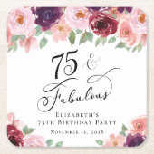 エレガントフローラ75th誕生日パーティー スクエアペーパーコースター (正面)