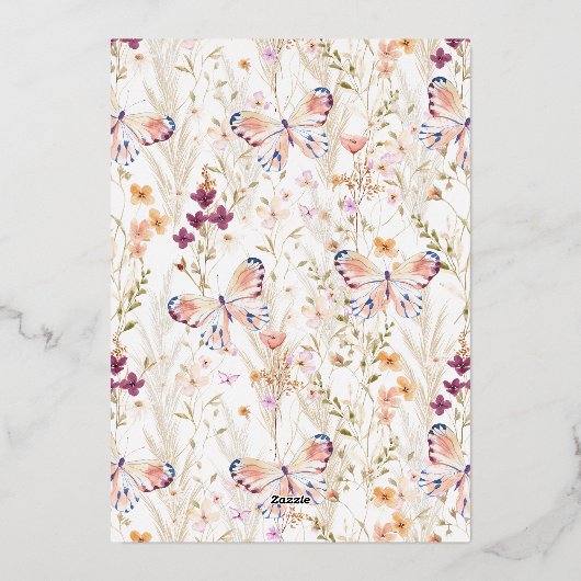 エレガントフローラ80thワイルドフラワー誕生日 箔招待状 (裏面)