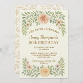 エレガントフローラ80th誕生日パーティーへの招待 招待状 (正面/裏面)