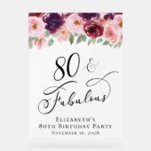 エレガントフローラ80th誕生日パーティーへようこそ アクリルサイン (正面)